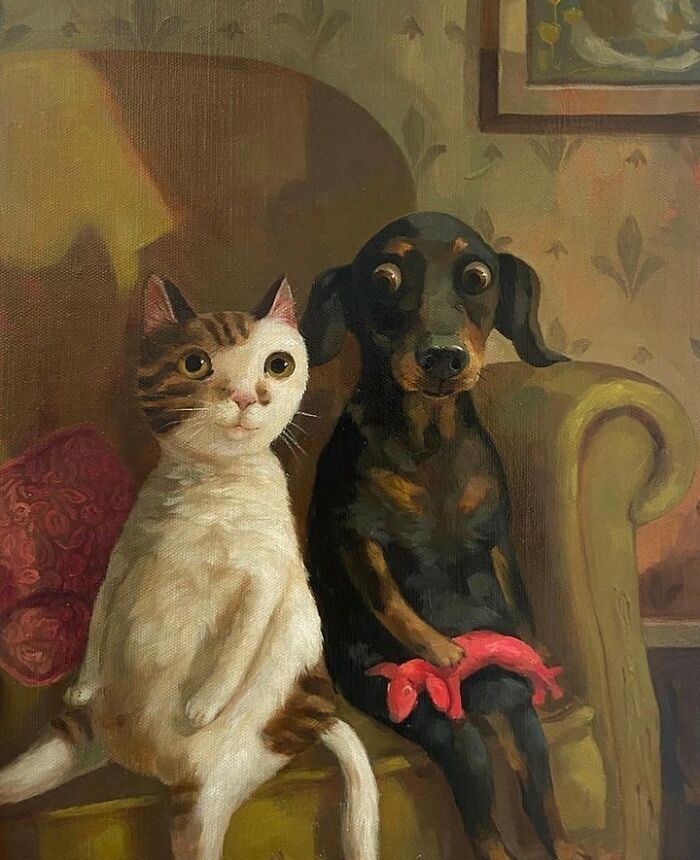 Arte e felicidade: Pinturas de animais de estimação que vão fazer você sorrir (30 fotos) 3