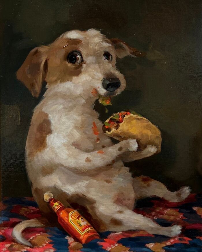 Arte e felicidade: Pinturas de animais de estimação que vão fazer você sorrir (30 fotos) 11