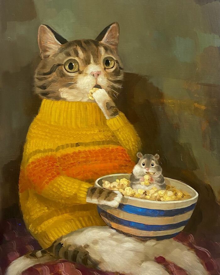 Arte e felicidade: Pinturas de animais de estimação que vão fazer você sorrir (30 fotos) 14