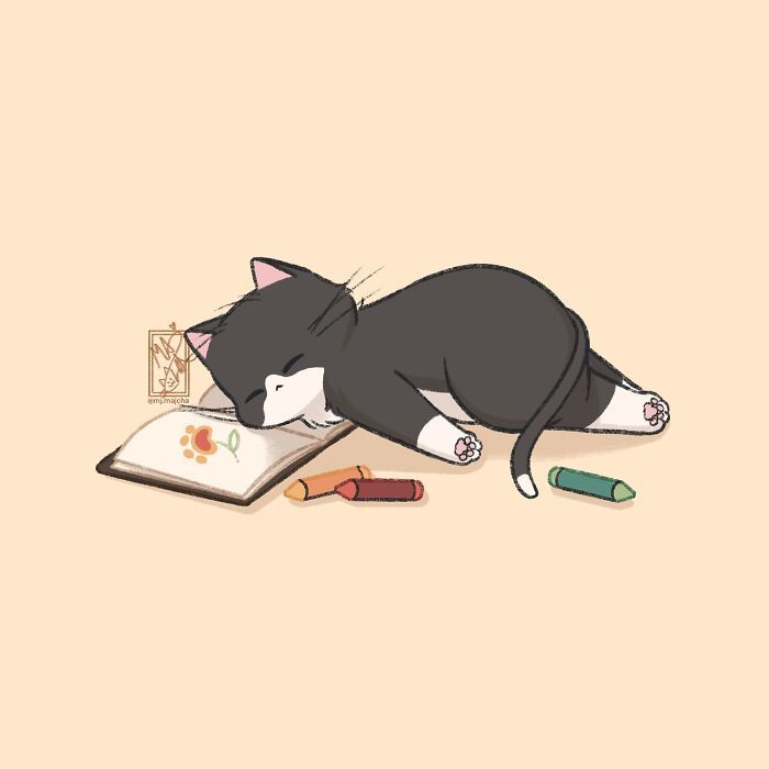 A artista que está encantando o Instagram com seus adoráveis desenhos de gatos (20 fotos) 14