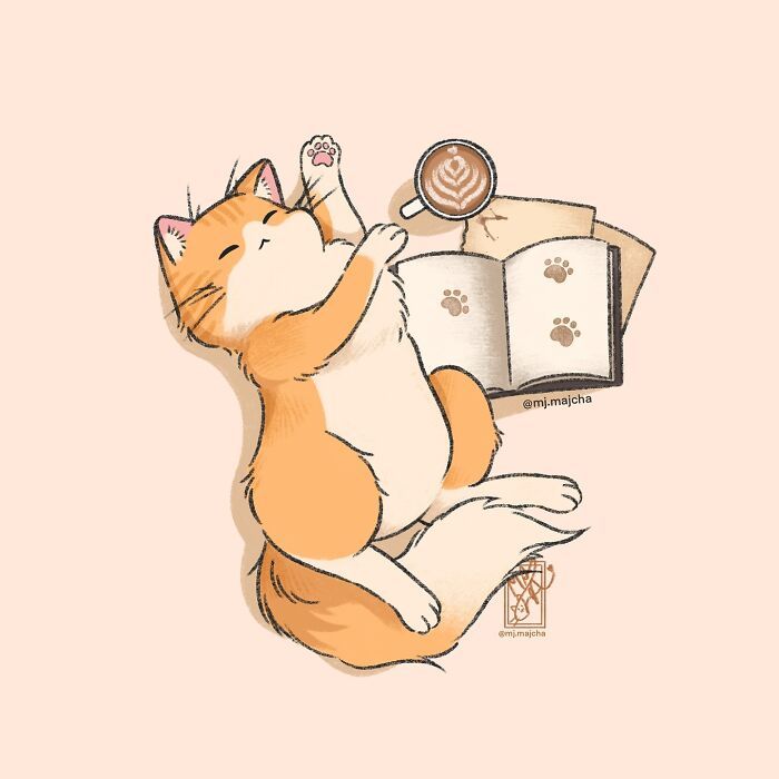 A artista que está encantando o Instagram com seus adoráveis desenhos de gatos (20 fotos) 18