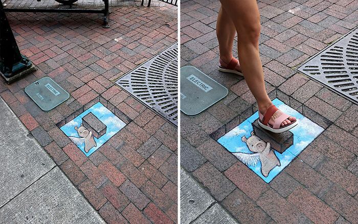 A magia da arte de rua de David Zinn: Criaturas fantásticas que ganham vida (35 fotos) 4