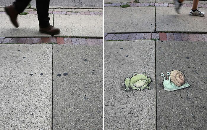 A magia da arte de rua de David Zinn: Criaturas fantásticas que ganham vida (35 fotos) 6