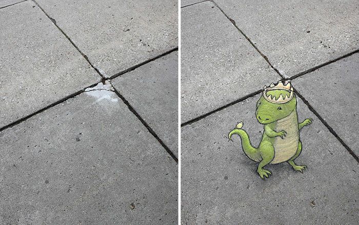 A magia da arte de rua de David Zinn: Criaturas fantásticas que ganham vida (35 fotos) 11