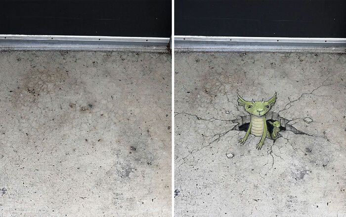 A magia da arte de rua de David Zinn: Criaturas fantásticas que ganham vida (35 fotos) 18