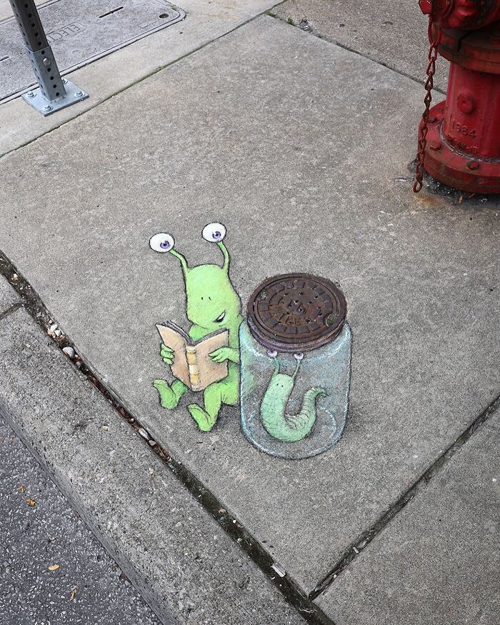 A magia da arte de rua de David Zinn: Criaturas fantásticas que ganham vida (35 fotos) 22